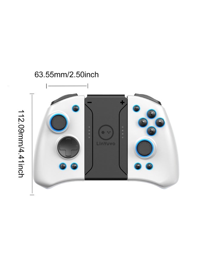 LinYuvo وحدة تحكم ألعاب بلوتوث Classic Joypad LinYuvo KS33 لجهاز Switch و Switch Lite و Switch OLED مع 8 ألوان من إضاءة RGB، عصا معدنية، جيروسكوب بستة محاور، وظيفة Turbo، اهتزاز مزدوج قابل للتعديل، وظيفة الاستيقاظ، تحكم بالحركة، انفجار سريع، بطارية 500mAh - Image 3
